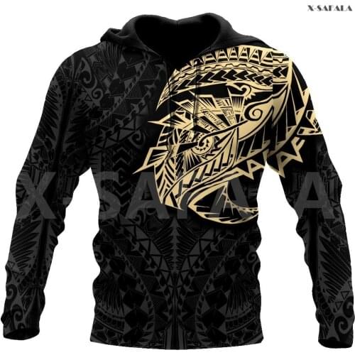 Polynesia Classical Tattoo 3D Over Printed Hoodie Man Women Unisex Outwear Zipper Pullover Sweatshirt Casual