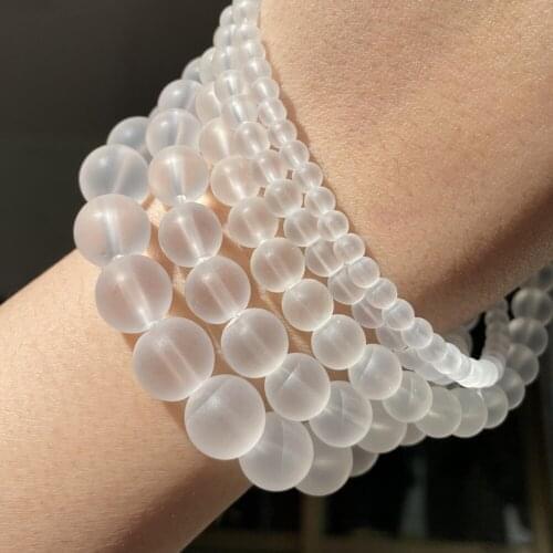 Dull Polish White Crystal Glass Round Beads Loose Spacer Beads For Jewelry Making Diy Handmade Bracelet Charm Accessories 6-12mm