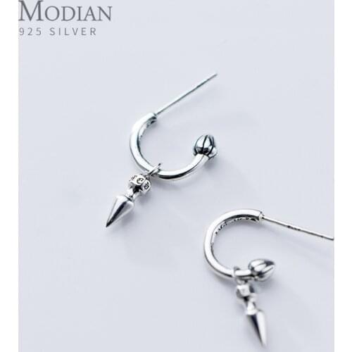Modian 2020 Fashion Rock Punk Swing Cone Semicircle Stud Earring For Women Sterling Silver 925 Party Jewelry Charm Female Gift