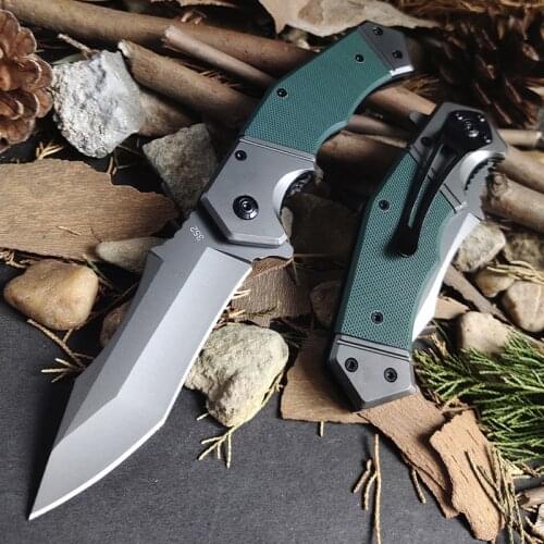 G10 Folding Knifes, 440C Grey Titanium Blade Self-Defense Knifes For Outdoor Sports Adventure Family Life Multipurpose EDC Tools