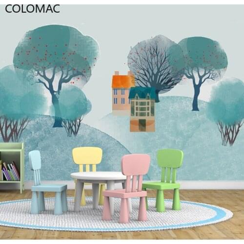 Colomac Custom Childrens Room Modern and Simple Fresh Wallpaper Nordic Watercolor Mural Wall Decoration Bedroom Drop Shopping