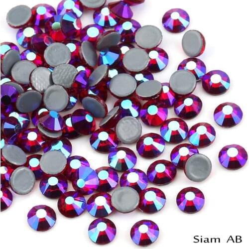 Siam AB Hot Fix Rhinestone SS16 SS20 Crystal Glass Iron On Rhinestone For Clothes Wedding Decoration
