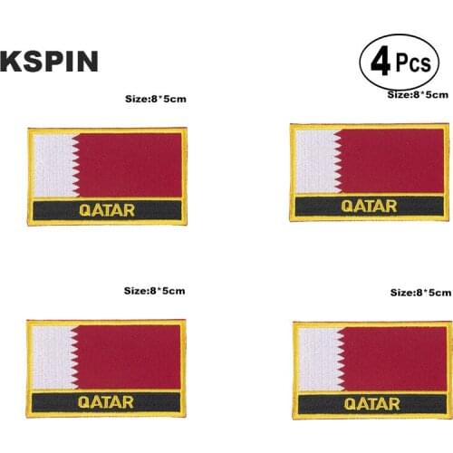 Qatar Rectangular Shape Flag Iron on Saw on Patches Embroidered Flag Patches National Flag Patches for Clothing