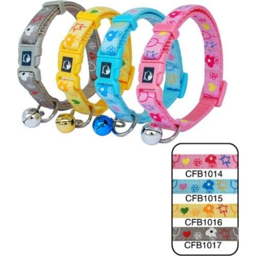 Pet Products Dog Supplies Collars 1cm Dog Cat Flowers Embroidered Collar Buckle Style With Bell 12pcs/lot Cfb1014