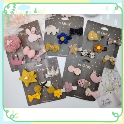 5pcs/lot Kawaii Princess Hairpin Girls Kids Hair Clips Bows Accessories For Children Barrette Small Hairclip Set Headdress