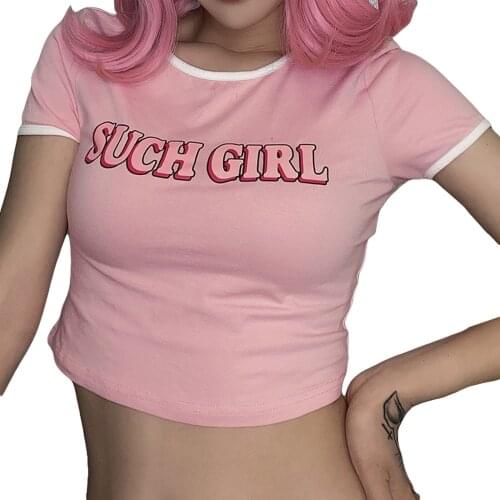 2021 New Women Fashion Short Sleeve Letter Print T-shirt Stylish Crop Top for Ladies Female Summer Joker Soft