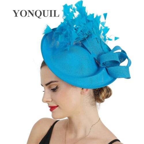 Women Chic Derby Big Fascinator Hat Cocktail Wedding Party Church Headpiece Fashion Headwear Feather Hair Accessories Bride Mesh