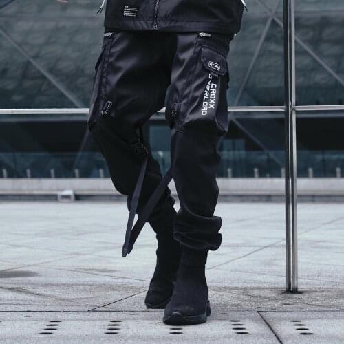 ZhuZunZhe 2021 Ribbons Cargo Pants Men Black Pocket Streetwear HarajukuPants Hip Hop Trousers Harem Joggers Sweatpants