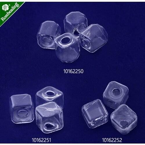 10pcs square Shape White Clear glass for jewelry Pendant wishing Bottles