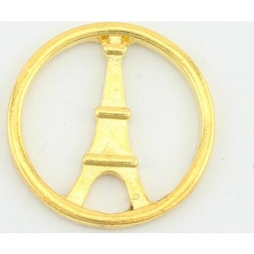 10pcs/lot Gold Hollow Tower Window Plates 22mm Plates Charms for 30mm Floating Locket Plates