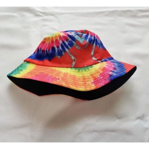 100% Cotton Hip Hop Fashion Graffiti Design Flower Plant Bucket Reversible Outdoor Colorful Leisure Summer Beach Tie Dye Sun Hat