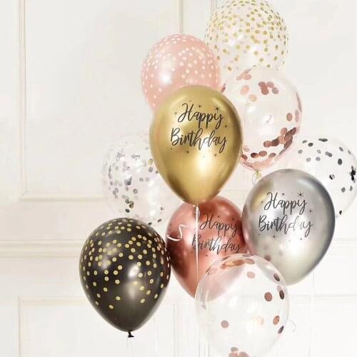 12pcs 12inch Metallic Latex Balloons Pearly Balloon Printed 18 21 Years Happy Birthday Helium Air Globos Kids Party Decorations