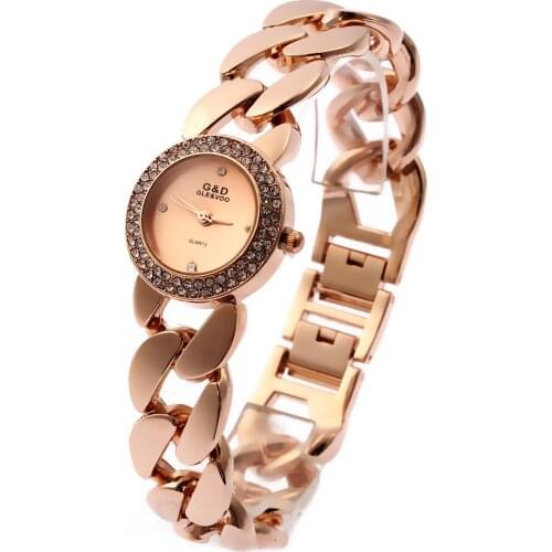 2016 New Fashion Womens Wrist Watch Analog Quartz Watches Stainless Steel Bracelet Rose Gold