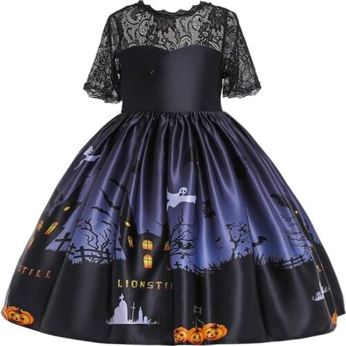2021Girl Dresses Halloween Costume For Girls Party Dress Children Vampire Pumpkin Witch Cosplay Princess Christmas Kids Clothing
