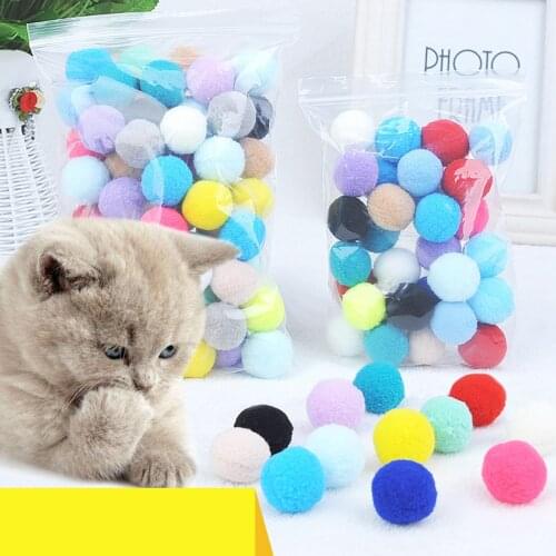 30PCS Cute Funny Cat Toys Stretch Plush Ball 3CM Cat Toy Ball Creative Colorful Interactive Cat Pom Cat Chew Toy Dropshipping