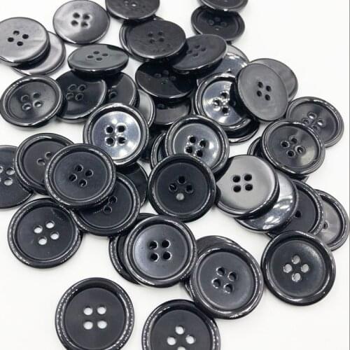 50 pcs 25MM Black Color 4 Holes Flatback Plastic Buttons Shirt Buttons Apparel Sewing Accessories PH245