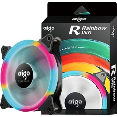 Aigo Rainbow 120mm Case Fan Cooling LED For Computer 12V Cooling Fan Quietly Easy Install Good Price Detachable 4pin Fan