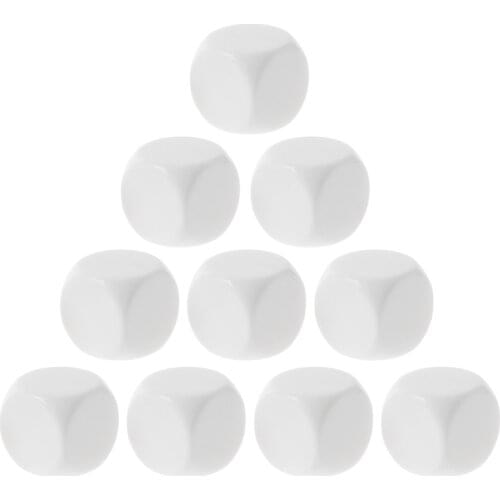 Acrylic 10Pcs/Pack 10/12/14/16/18/20mm White Blank Dice Game Props Educational Toy for Children Solid Color DIY Dice