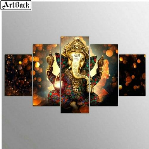 ARTBACK New 5 spell diamond painting Elephant god icon living room decoration full square rhinestone 3D diamond embroidery 5PCS