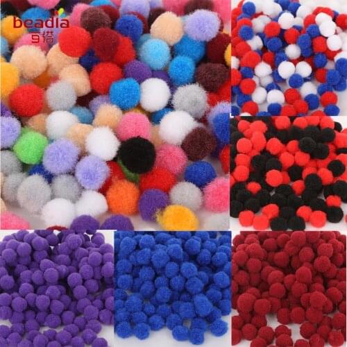 Beadia DIY Crafts 300pcs/lot 10mm Pompoms Soft Fur Pom Poms balls Mix Color For Wedding Sewing On Cloth Decoration Accessories
