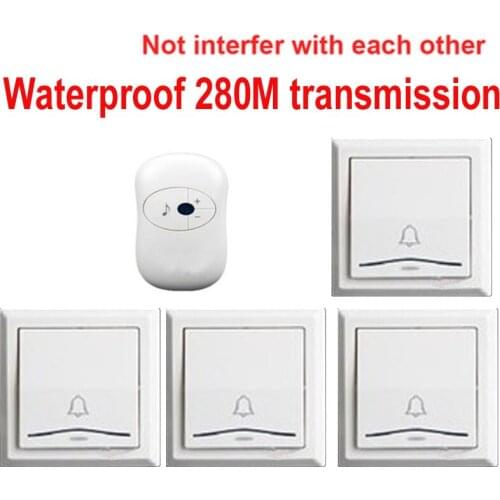 Door ring bell with 4 emitters+1 receiver doorbell Waterproof 280m work wireless doorbell,wireless door chime,wireless bell