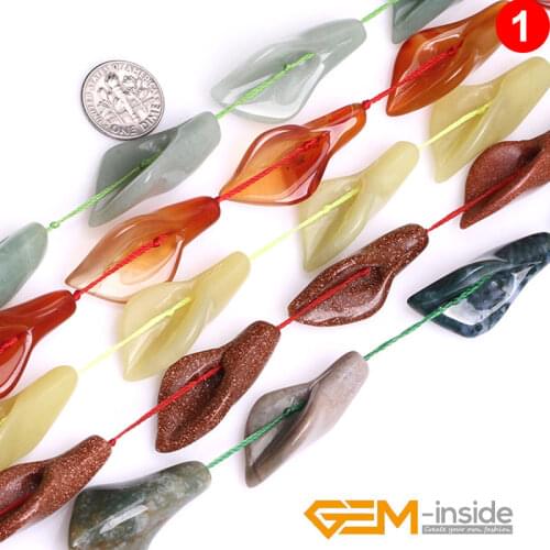 14x28mm Calla Lily Flower Shape Natural Stone Beads 13 Pcs For Jewelry Making Tiger Eye Opalite Rose Quartzs Jaspers Jades
