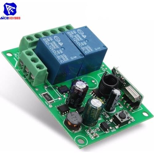 Diymore AC 85V -250V 220V 315MHz/433MHz 2 Channel Wireless RF Relay Module Remote Control Switch Receiver for Smart Home