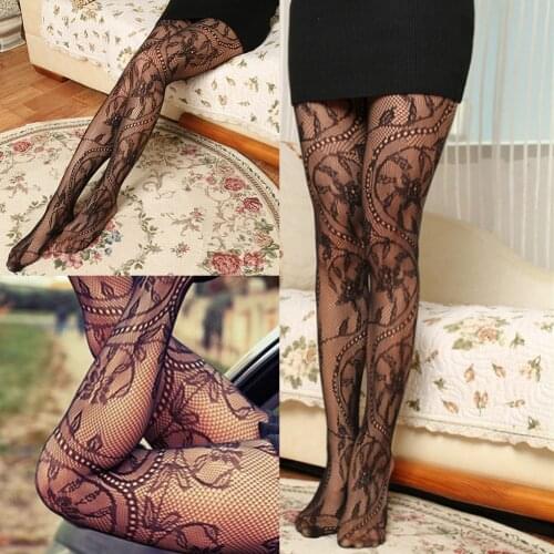 Summer Hot Sale Women Stockings Fashion Black Fishnet Pattern Jacquard Pantyhose Tights Floral Totem Tights Sexy Stocking