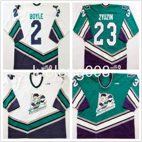 Custom 1997-99 Andrei Zyuzin Kentucky Thoroughblades Dan Boyle Hockey Jersey Embroidery Stitched any number and name Jerseys