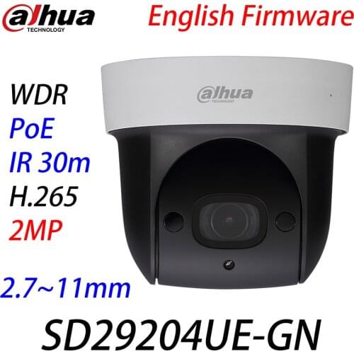 Dahua Original English SD29204UE-GN IP 2MP 4x Starlight IR 30m PTZ WDR PoE H.265 IVS 2.7mm~11mm Network Camera With Logo