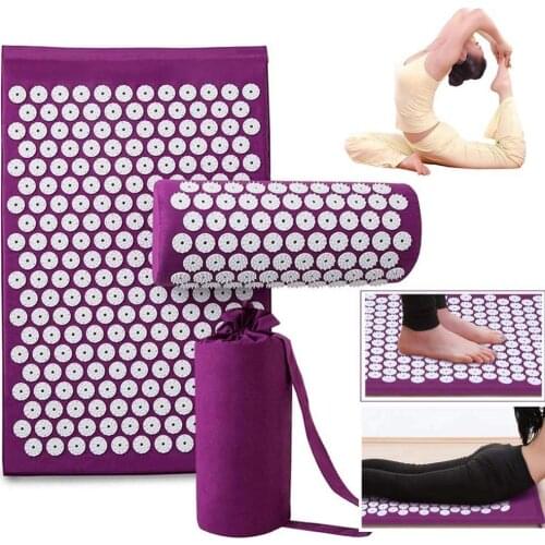 Fitness Yoga Mat Acupressure Mat with Pillow Set Pad Fitness Massage Cushion for Bed Pilates Relieve Back Body Pain Spike Mat