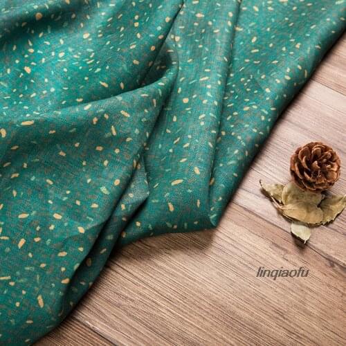 Linen fabric spring and summer thin print clothing brand handmade fabric High-end linen fabric