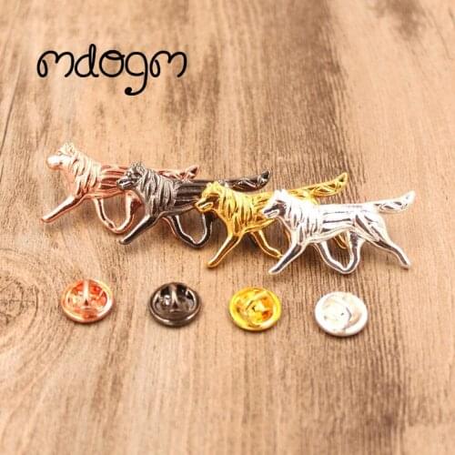 Mdogm Husky Dog Animal Brooches And Pins Cute Jewelry Suit Metal Small Father Collar Badges Gift For Male Men B004