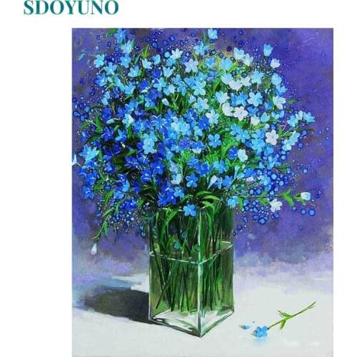 SDOYUNO 60x75cm Oil Painting By Numbers Flowers DIY Paint By Numbers On Canvas Frameless Digital Hand Painting Home Decor
