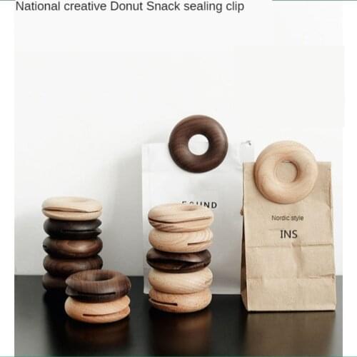 Nordic Natural Wood Cute Donut Sealing Clip Safe Snack Sealing Clip Food Packaging Solid Wood Sealer Bag Clips Kitchen Gadgets