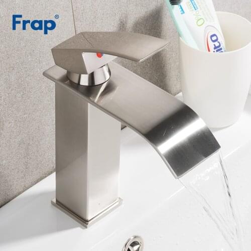 Frap New Brushed Nickel Basin Faucet Swivel Rotating Spout Bathroom Kitchen Mixer Tap Deck Mounted Square Hot Cold Water Y10137