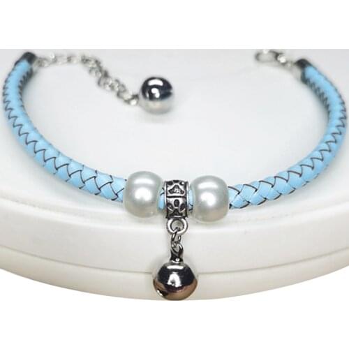 Legendog Pet Woven Collar Fake Pearl Decor Collar Adjustable Cat Collar Fashion Dog Collar with Bell Cat Small Pet Collar