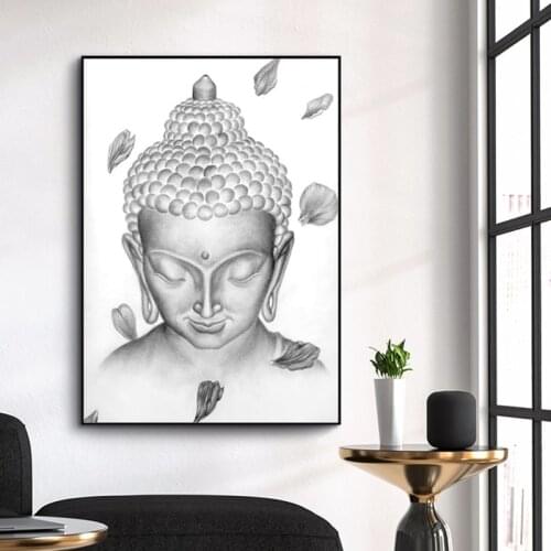 Buddha Poster Black and White Wall Art Canvas Painting for Living Room Mural Modular Pictures Interior Home Room Decor