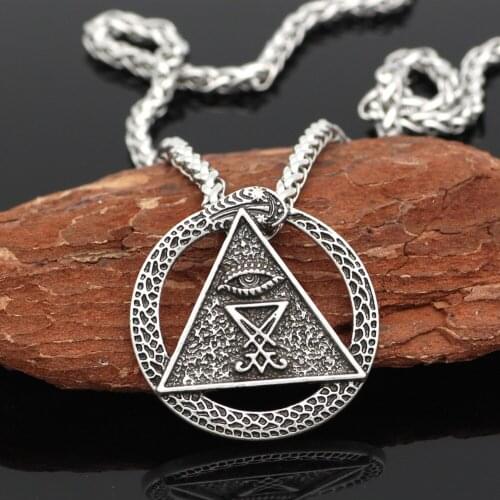 Church of Satan Charm Pagan Wiccan Talisman All Seing Eye Amulet Sigil of Lucifer Snake Pendant Necklaces