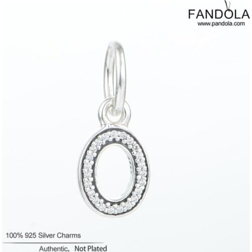 Letter O Pendant Charms Fits Brand Bracelet Necklace Charm Bead 925 Sterling Silver Jewelry Clear CZ Fits DIY Women Bracelets