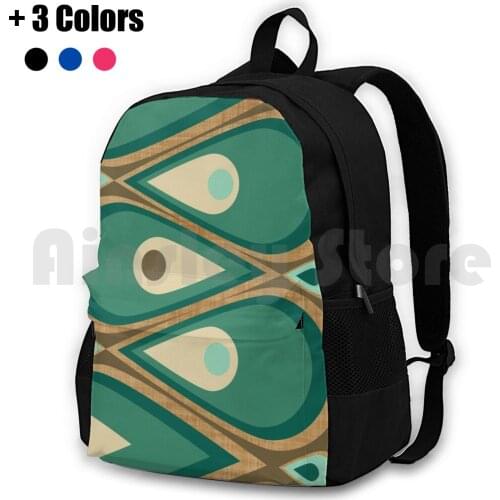 Womack Outdoor Hiking Backpack Waterproof Camping Travel Mid Century Retro Vintage Modern Ranch Atomic Palm Springs Bark Cloth