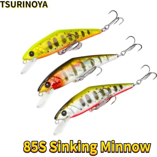 TSURINOYA 85S Slow Sinking Minnow 85mm 14.5g Low Speed Fishing Lures Artificial Hard Baits DW99 Fishing Wobblers Jerkbait Bass