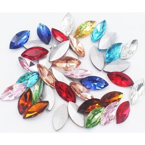 Mix Color Sew on Rhinestones Horse eye Shape Pointback Rhinestones Crafts Shiny Crystals Strass Sewing Rhinestones for Clothes
