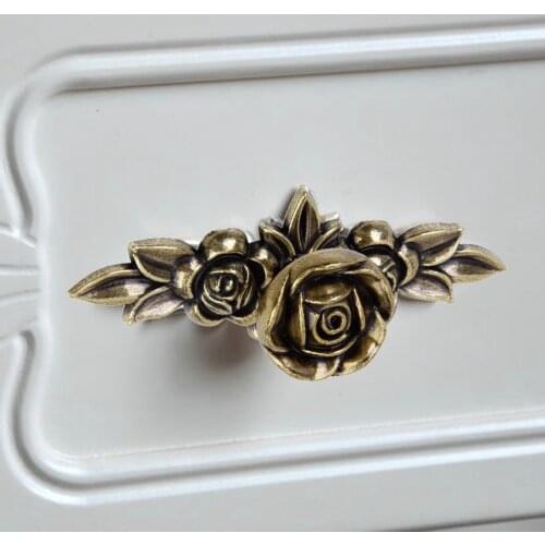 Retro Rose Furniture Handle Drawers Knob for Kitchen Cabinet Door Cupboard Wardrobe Bin Home Furniture Rose Pulls Handles