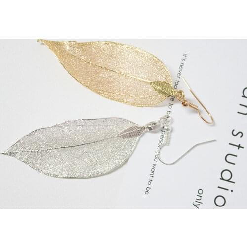 Earrings Jewelry Fashion Bohemian Long Earrings Unique Natural Real Leaf Big Earrings for Women Jewelry Gift Earrings Jewelry