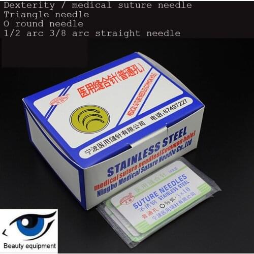 Ningbo Lingqiao Stainless Steel Suture Needle Cosmetology Double Eyelid Embedding Dimple Needle 1/2 Round Needle 3/8 Angle Needl