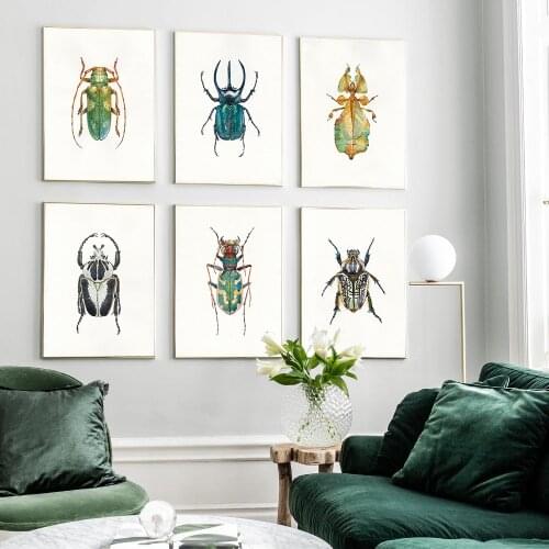 Nordic Insects Mantis Print And Posters Colorful Beetles Bugs Canvas Painting Wall Art Pictures Interior Living Room Home Decor