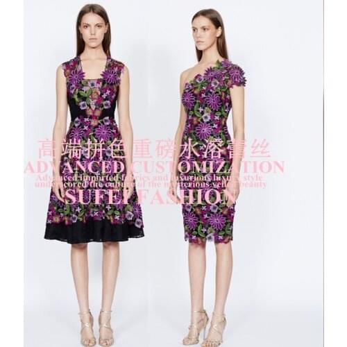 120cm wide purple and green embroidery water soluble lace fabric dress and clothing decoration retail and wholesale material