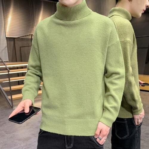 Thick Warm Sweater Men Turtleneck Sweater Mens Loose Casual Pullovers Bottoming Shirt Autumn Winter New Solid Color Pullovers