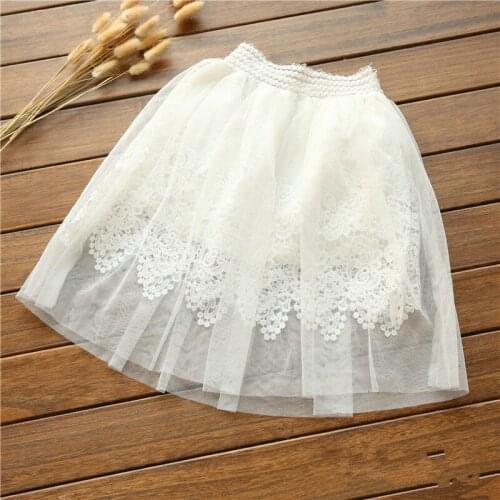 Spring Summer New Gauze of The Girls Skirts Childrens Clothing Wholesale Lace Decoration Lily White Skirt for Little Girl